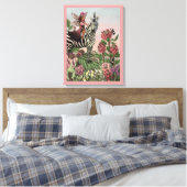 Schattigee Roze Fee op Zebra Eenhoorn Bloemenkunst Canvas Afdruk (Insitu (Slaapkamer))