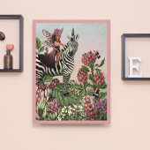 Schattigee Roze Fee op Zebra Eenhoorn Bloemenkunst Canvas Afdruk