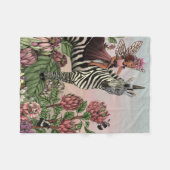 Schattigee Roze Fee op Zebra Eenhoorn Bloemenkunst Fleece Deken (Voorkant (Horizontaal))