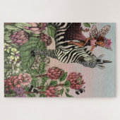 Schattigee Roze Fee op Zebra Eenhoorn Bloemenkunst Legpuzzel (Horizontaal)