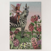 Schattigee Roze Fee op Zebra Eenhoorn Bloemenkunst Legpuzzel (Verticaal)