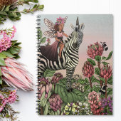 Schattigee Roze Fee op Zebra Eenhoorn Bloemenkunst Notitieboek