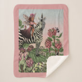 Schattigee Roze Fee op Zebra Eenhoorn Bloemenkunst Sherpa Deken (Voorkant)