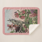 Schattigee Roze Fee op Zebra Eenhoorn Bloemenkunst Sherpa Deken (Voorkant (horizontaal))