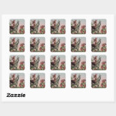 Schattigee Roze Fee op Zebra Eenhoorn Bloemenkunst Vierkante Sticker (Vel)