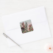 Schattigee Roze Fee op Zebra Eenhoorn Bloemenkunst Vierkante Sticker (Envelop)
