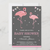 Schattigee roze flamingo Baby shower uitnodiging (Voorkant)