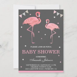 Schattigee roze flamingo Baby shower uitnodiging