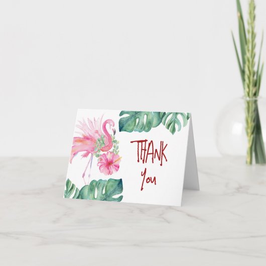 Schattigee roze flamingo dank u kaarten (Voorkant)