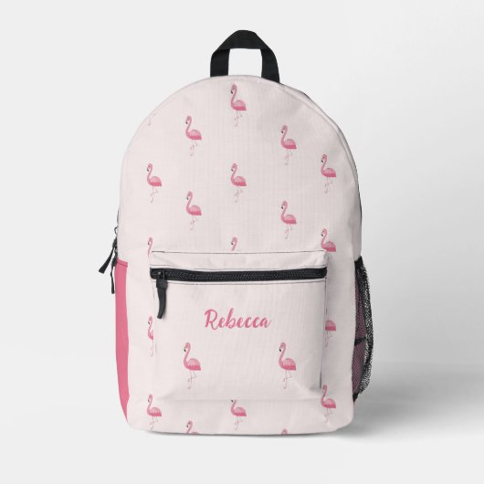 Schattigee roze flamingo gepersonaliseerd bedrukte rugzak (Voorkant)