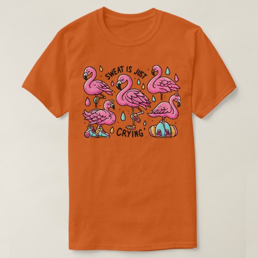 Schattigee roze Flamingo Gym Workout T-shirt (Design voorkant)