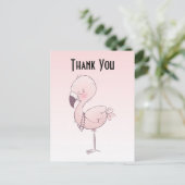 Schattigee roze flamingo illustratie dank u briefkaart (Staand voorkant)