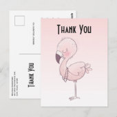 Schattigee roze flamingo illustratie dank u briefkaart (Voorkant / Achterkant)