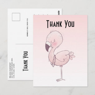 Schattigee roze flamingo illustratie dank u briefkaart