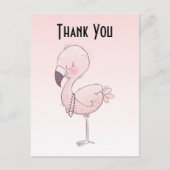 Schattigee roze flamingo illustratie dank u briefkaart (Voorkant)