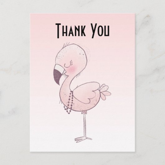 Schattigee roze flamingo illustratie dank u briefkaart (Voorkant)