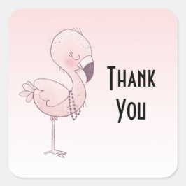 Schattigee roze flamingo illustratie dank u vierkante sticker