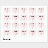 Schattigee roze flamingo illustratie dank u vierkante sticker (Vel)