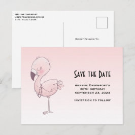 Schattigee roze flamingo illustratie Opslaan van d Uitnodiging Briefkaart
