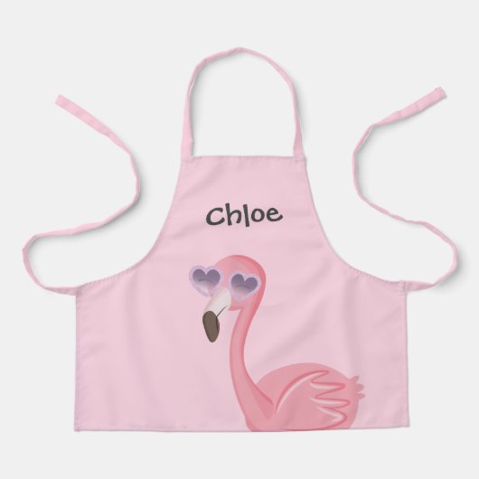 Schattigee roze flamingo met hart zonnebril schort (Voorkant)