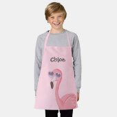 Schattigee roze flamingo met hart zonnebril schort (Gedragen)