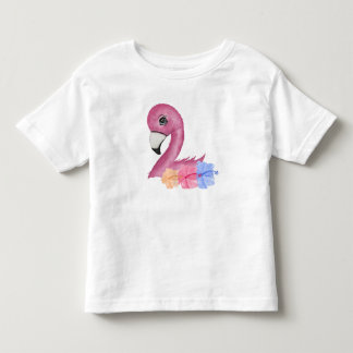 SCHATTIGEE ROZE FLAMINGO MET HIBISCUSBLOEMEN KINDER SHIRTS