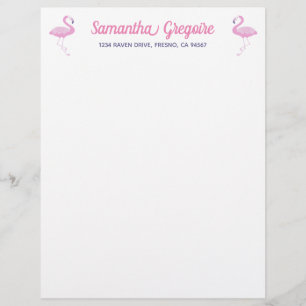 Schattigee Roze Flamingo met Paarse Briefhoofd