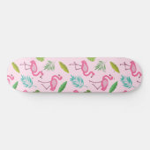 Schattigee Roze Flamingo met Tropische Bladeren Pa Persoonlijk Skateboard (Horizontaal)
