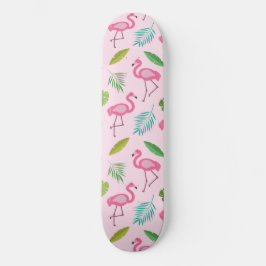 Schattigee Roze Flamingo met Tropische Bladeren Pa Persoonlijk Skateboard