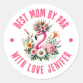 Schattigee Roze Flamingo Spring Tropische Bloemen Ronde Sticker (Voorkant)