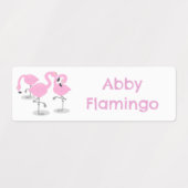 Schattigee roze flamingo trio cartoon gepersonalis labels (Design 1)