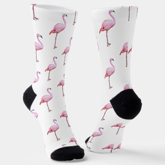 Schattigee Roze Flamingo Tropische Girly Sokken (Gebogen)