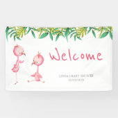 Schattigee roze flamingo tweeling Baby shower welk Spandoek (Horizontaal)