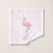 Schattigee Roze Flamingo Waterverf Look Badhanddoe Bad Handdoek (Wasdoekje)