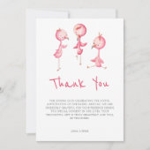 Schattigee roze flamingo's drieling Baby shower Bedankkaart (Voorkant)