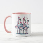 Schattigee roze flamingo's kerstkoffie Mok (Links)