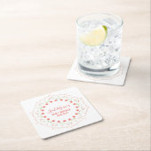 Schattigee roze florale minimalistische kalligrafi kartonnen onderzetters (Insitu)