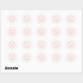 Schattigee roze florale minimalistische kalligrafi ronde sticker (Vel)