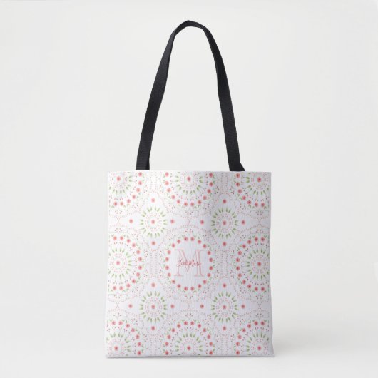 Schattigee roze florale minimalistische kalligrafi tote bag (Voorkant)