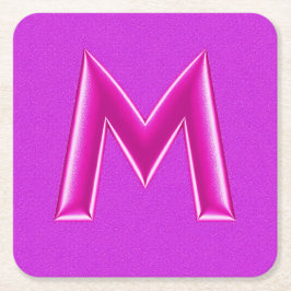 Schattigee Roze Folie M Monogram Glitter Onderzett Kartonnen Onderzetters