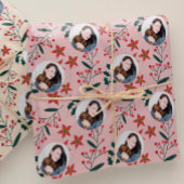 Schattigee Roze Foto Kerst Cadeaupapier