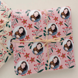 Schattigee  Roze Foto Kerst Cadeaupapier