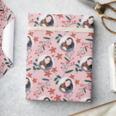 Schattigee  Roze Foto Kerst Cadeaupapier