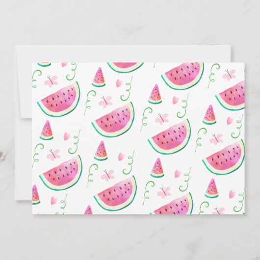 Schattigee roze foto One in a Melon 1st Birthday Kaart (Achterkant)