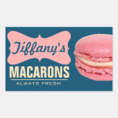 Schattigee roze Franse macarons | Zelfgemaakte mac Rechthoekige Sticker (Voorkant)