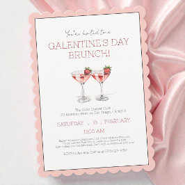 Schattigee Roze Galentine's Day Girly Brunch Party Kaart