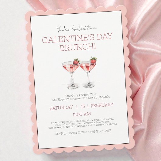 Schattigee Roze Galentine's Day Girly Brunch Party Kaart