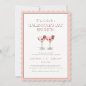 Schattigee Roze Galentine's Day Girly Brunch Party Kaart (Voorkant)
