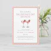 Schattigee Roze Galentine's Day Girly Brunch Party Kaart (Staand voorkant)