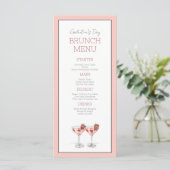 Schattigee Roze Galentine's Day Girly Chic Brunch  Menu (Staand voorkant)